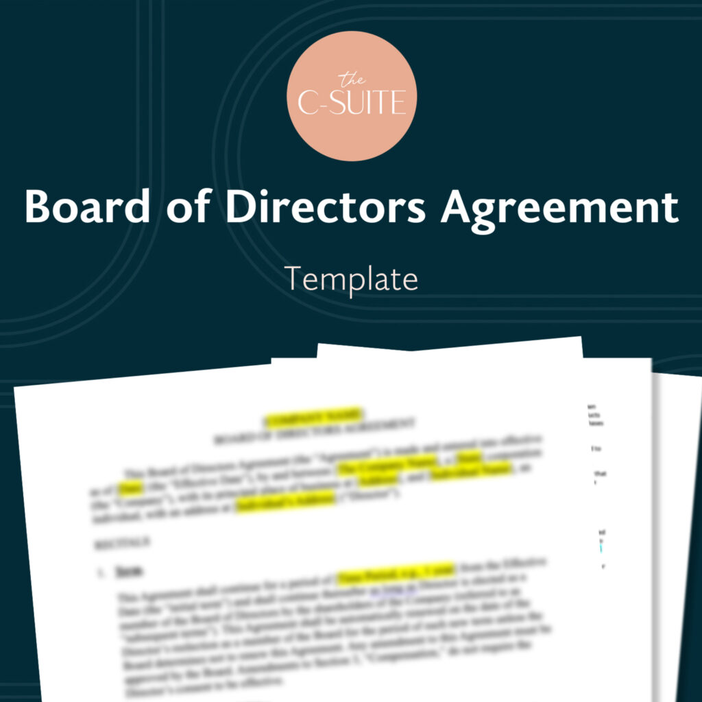 Board of Directors Agreement Template The CSuite